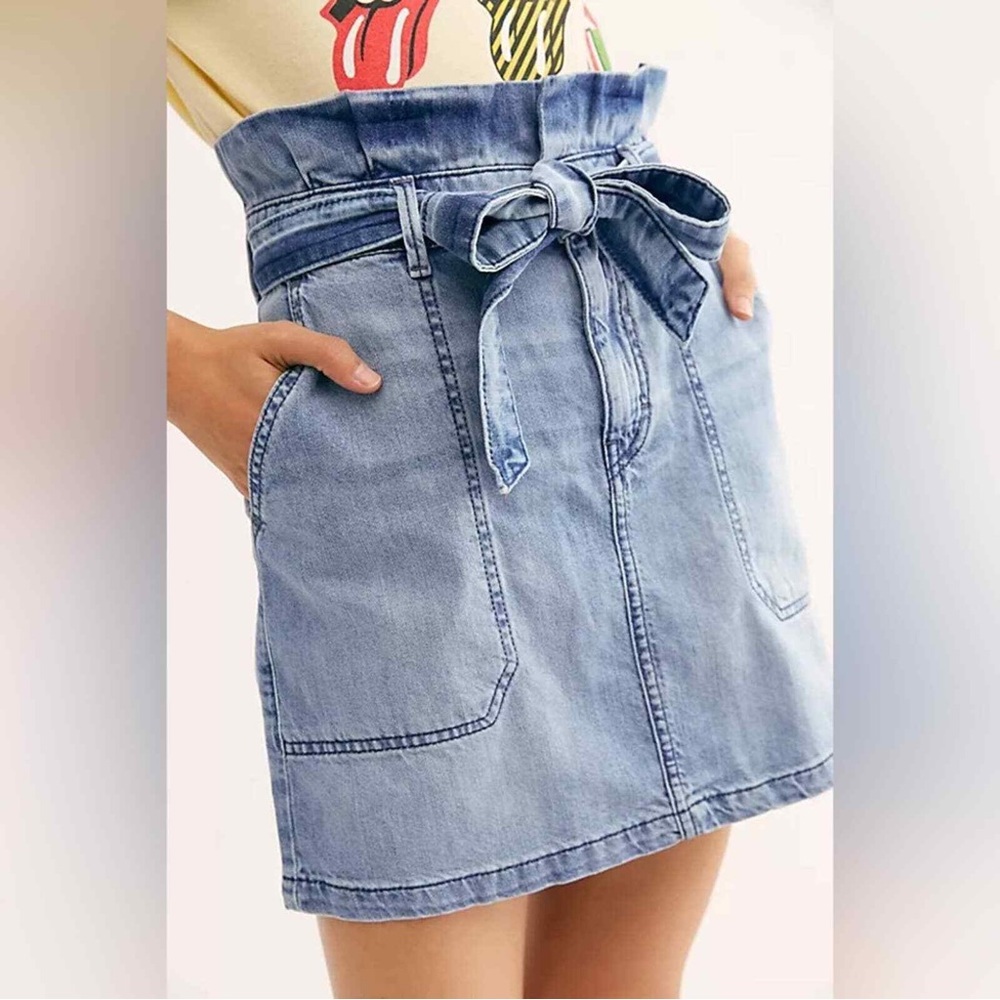 Free People Splendor In The Grass Jean Skirt Size 12